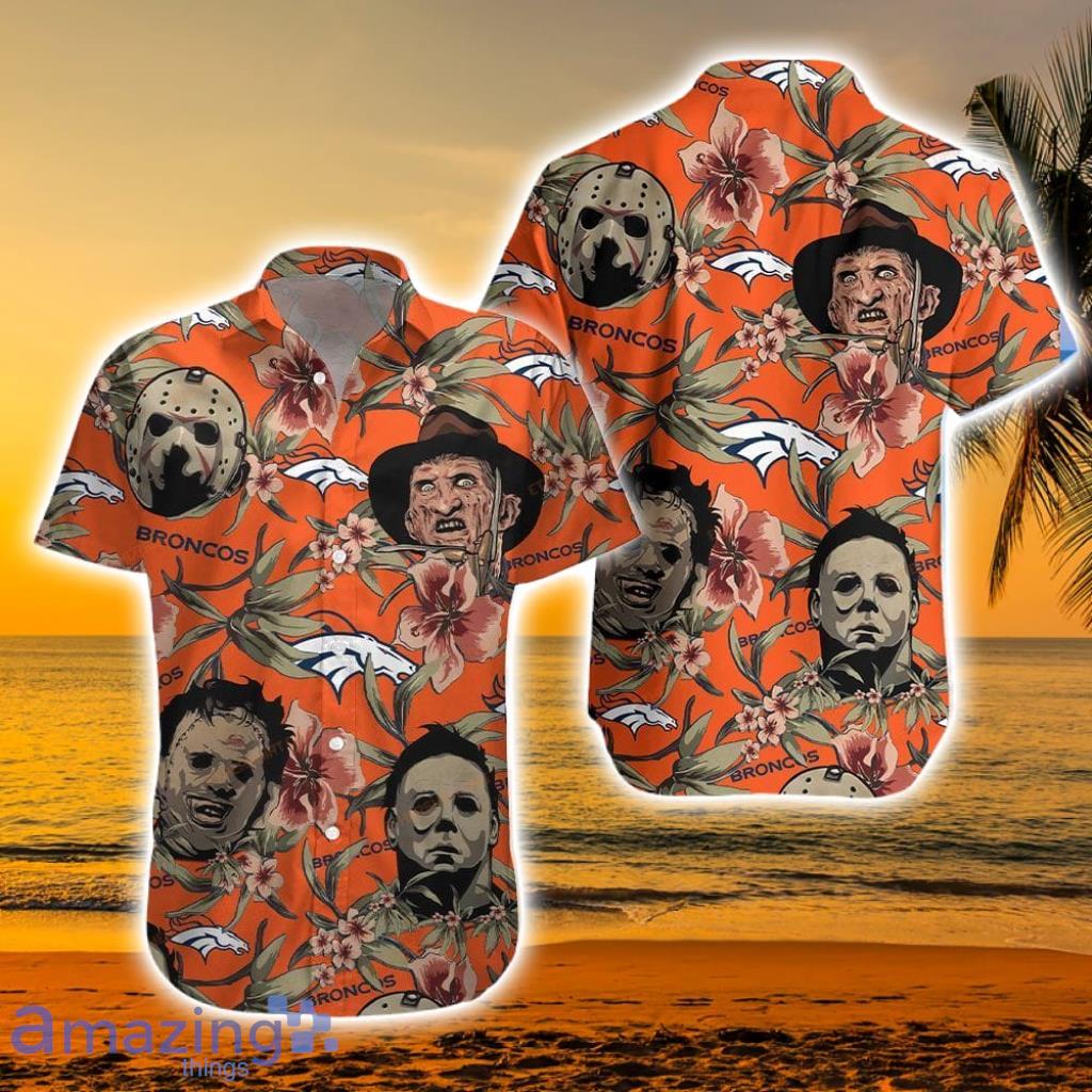 NFL Denver Broncos Horror Movie Character Halloween Tropical Hawaiian Shirt