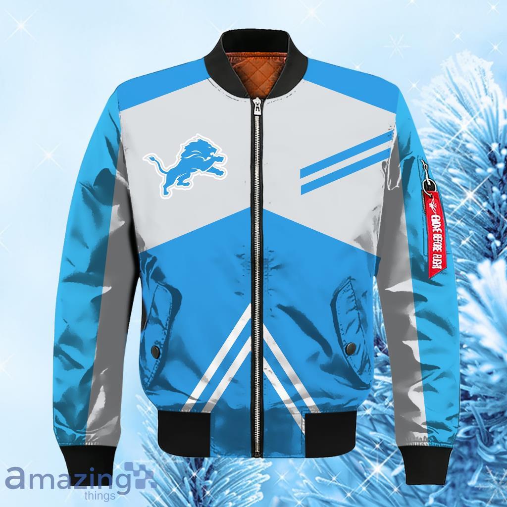 NFL Detroit Lions Blue Silver Bomber Jacket 3D - NFL Detroit Lions Blue Silver Bomber Jacket 3D