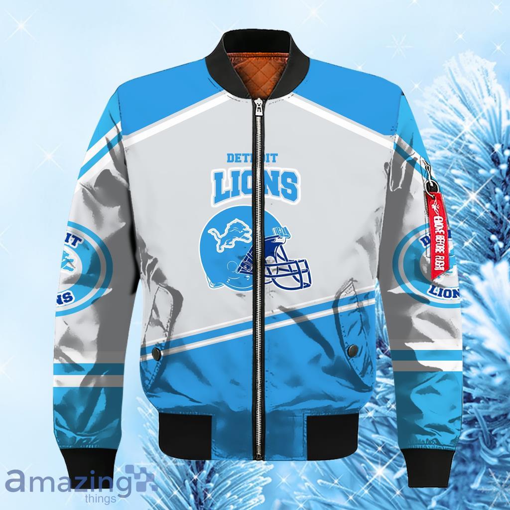 Detroit Lions NFL Camouflage Blue Bomber Jacket 3D