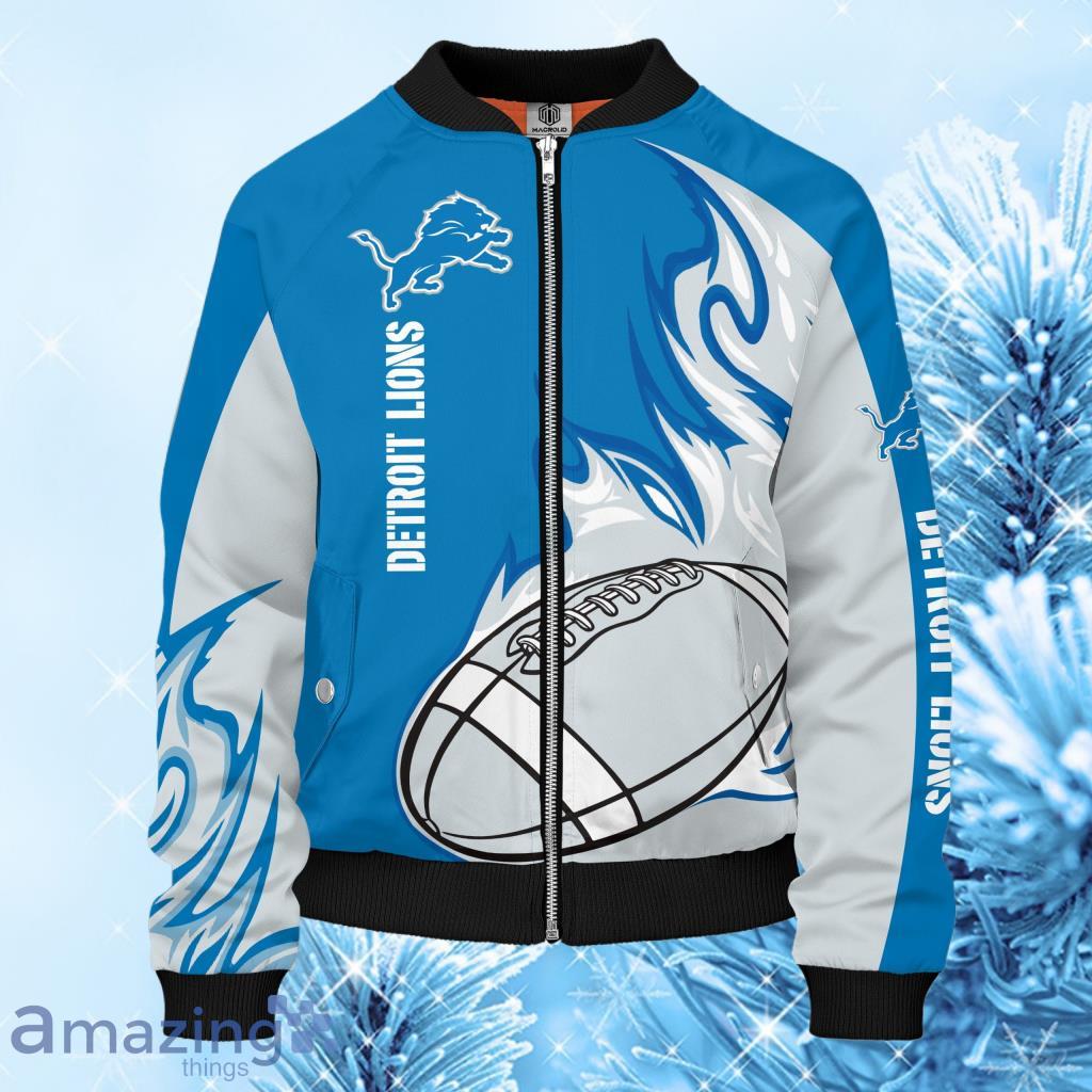 NFL Detroit Lions Blue Unisex Bomber Jacket 3D - NFL Detroit Lions Blue Unisex Bomber Jacket 3D