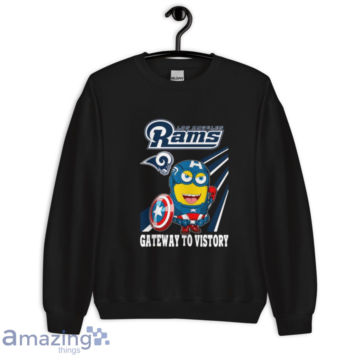 NFL Football Los Angeles Rams Captain America Marvel Avengers Minion Shirt image NFL Football Los Angeles Rams Captain America Marvel Avengers Minion Shirt - Unisex Crewneck Sweatshirt