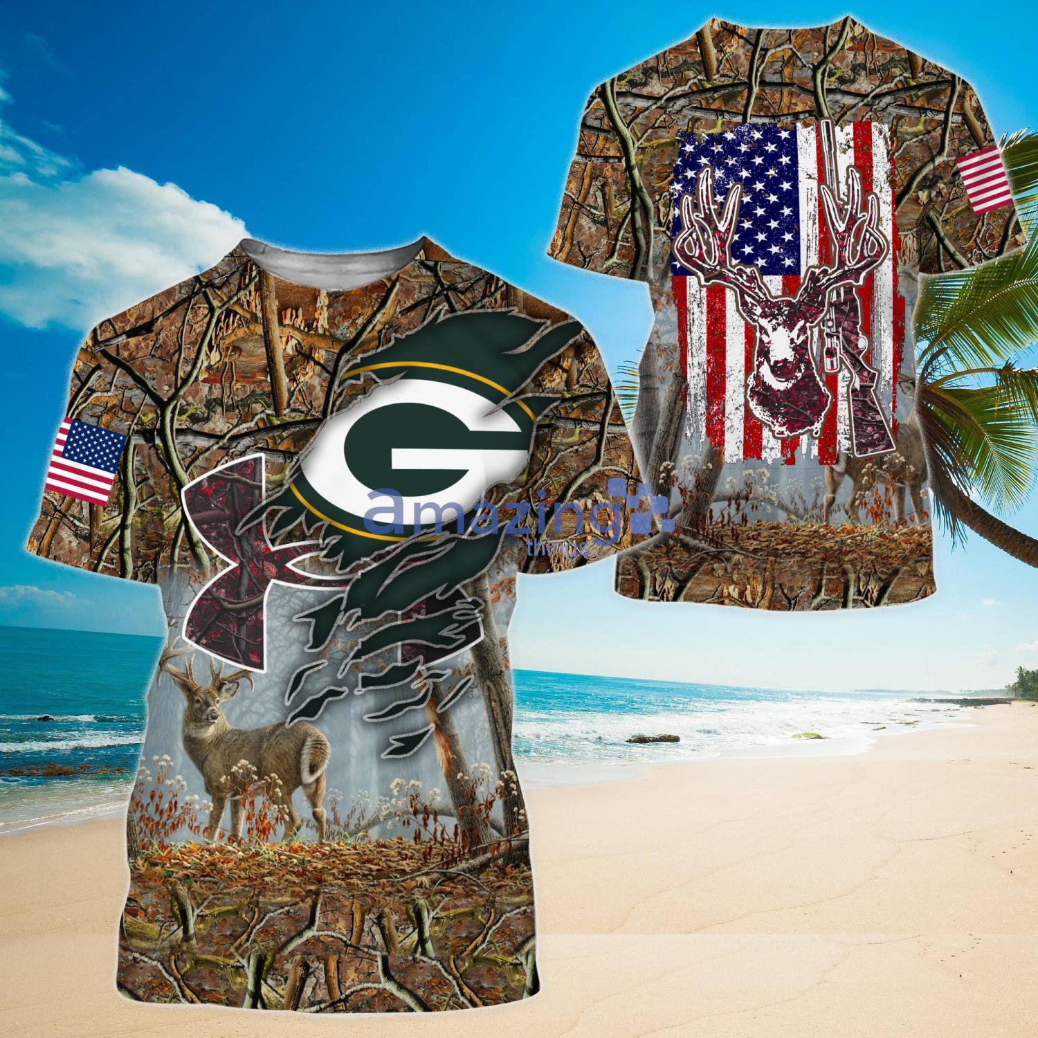 NFL Green Bay Packers Camo And US Flag Pattern All Over Printed 3D