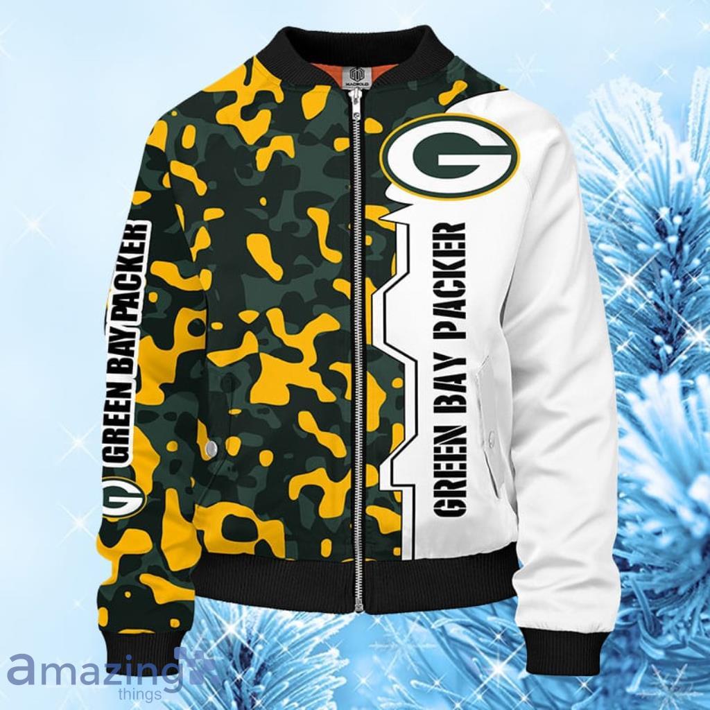 NFL Green Bay Packers Camouflage Yellow Bomber Jacket 3D - NFL Green Bay Packers Camouflage Yellow Bomber Jacket 3D