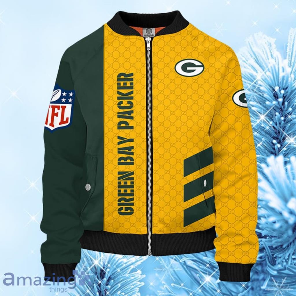 NFL Green Bay Packers Yellow Green Bomber Jacket 3D