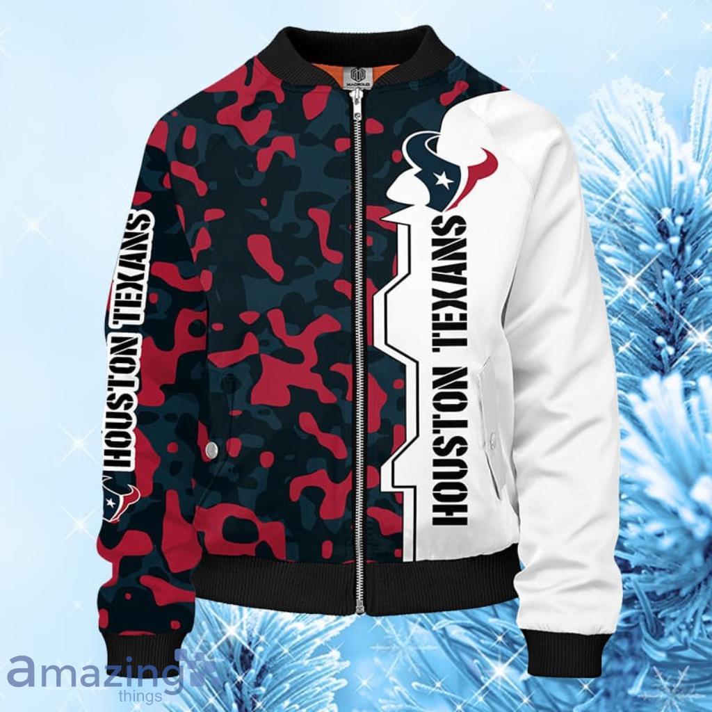 NFL Houston Texans Camouflage Red Bomber Jacket 3D - NFL Houston Texans Camouflage Red Bomber Jacket 3D