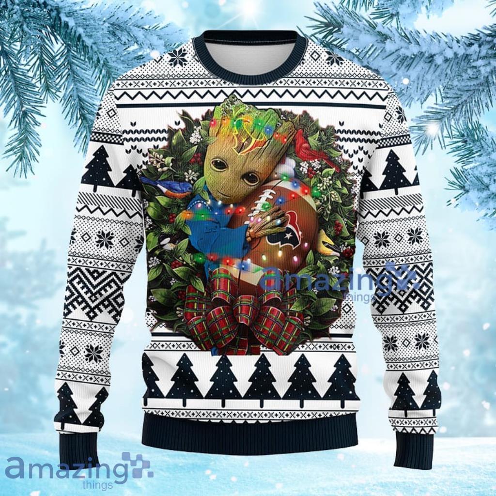 NFL Houston Texans Groot Hug Christmas Ugly Sweater 3D