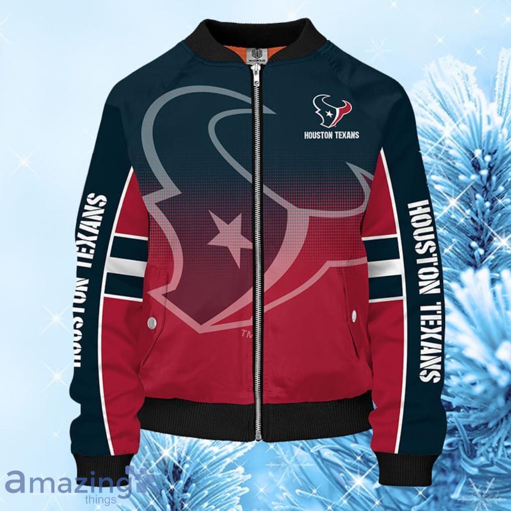 NFL Houston Texans Red Bomber Jacket 3D - NFL Houston Texans Red Bomber Jacket 3D