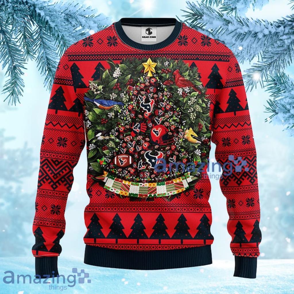 NFL Houston Texans Tree Ball Christmas Ugly Sweater 3D - 1