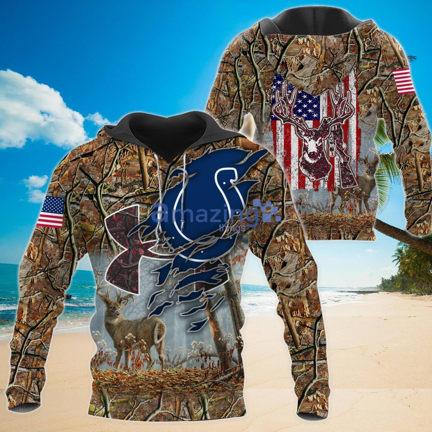 NFL Indianapolis Colts Camo And US Flag Pattern All Over Printed 3D Shirt