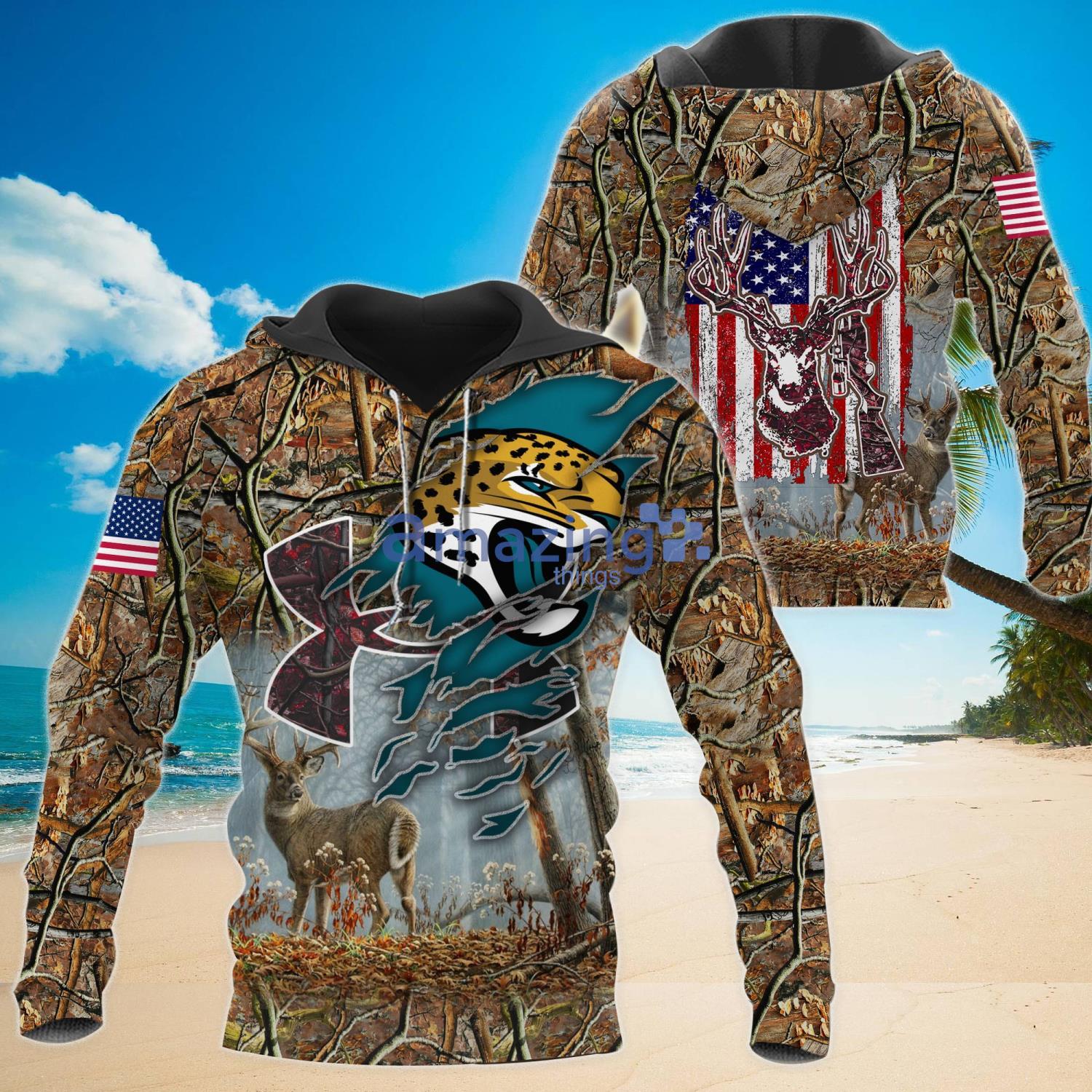 NFL Jacksonville Jaguars Camo And US Flag Pattern All Over Printed 3D Shirt