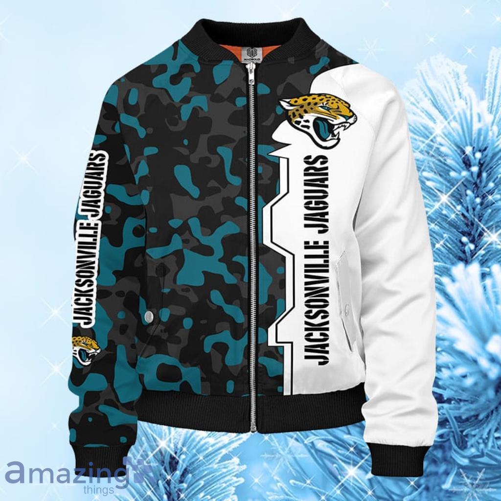 NFL Jacksonville Jaguars Camouflage Green Bomber Jacket 3D - NFL Jacksonville Jaguars Camouflage Green Bomber Jacket 3D