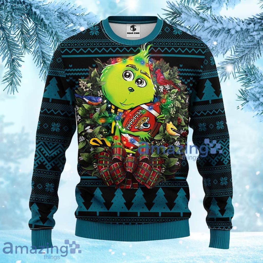 NFL Jacksonville Jaguars Grinch Hug Christmas Ugly Sweater 3D - 1