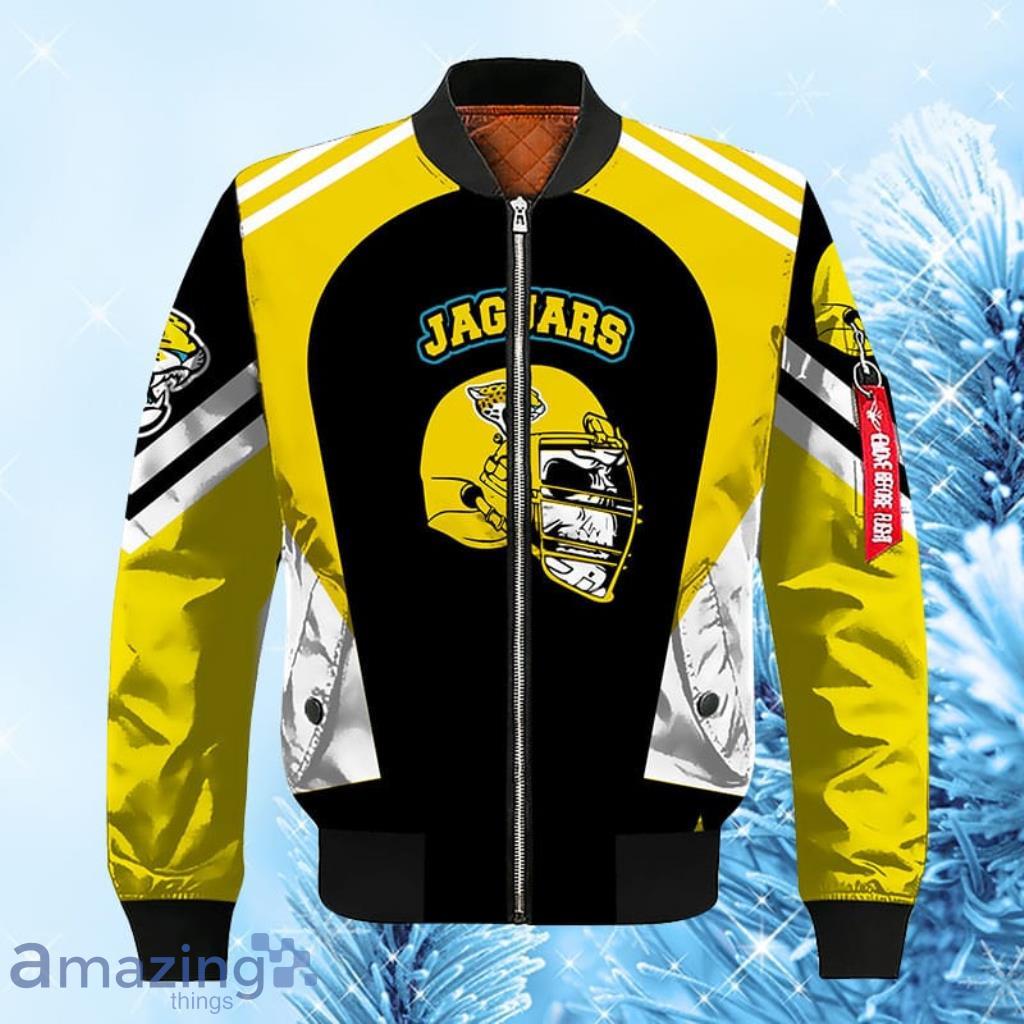 NFL Jacksonville Jaguars Skull Yellow Black Bomber Jacket - G Fanatics - NFL Jacksonville Jaguars Skull Yellow Black Bomber Jacket - G Fanatics