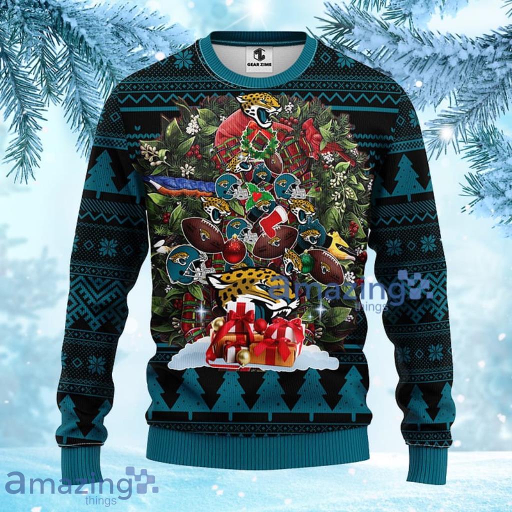 NFL Jacksonville Jaguars Tree Ugly Christmas Fleece Sweater 3D - 1