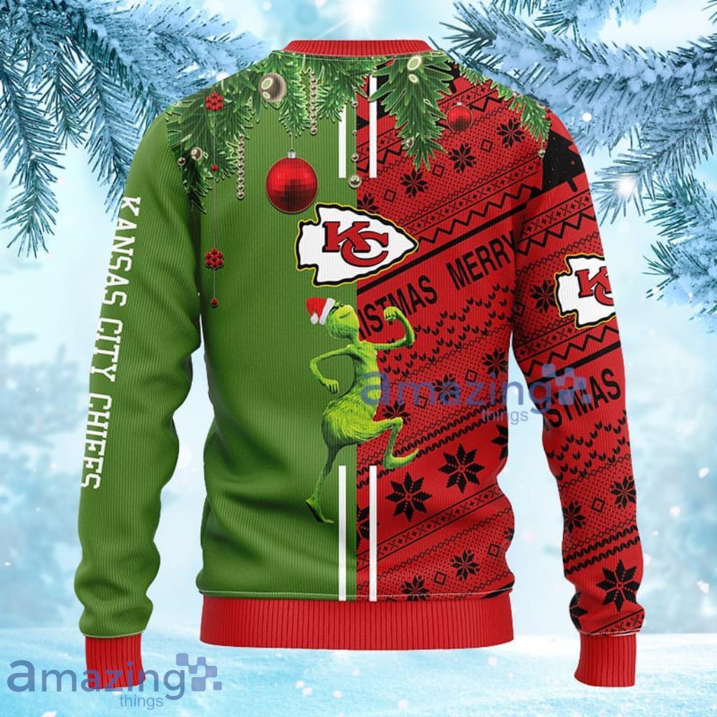 NFL Kansas City Chiefs Grinch And Scooby-Doo Christmas Ugly Sweater 3D