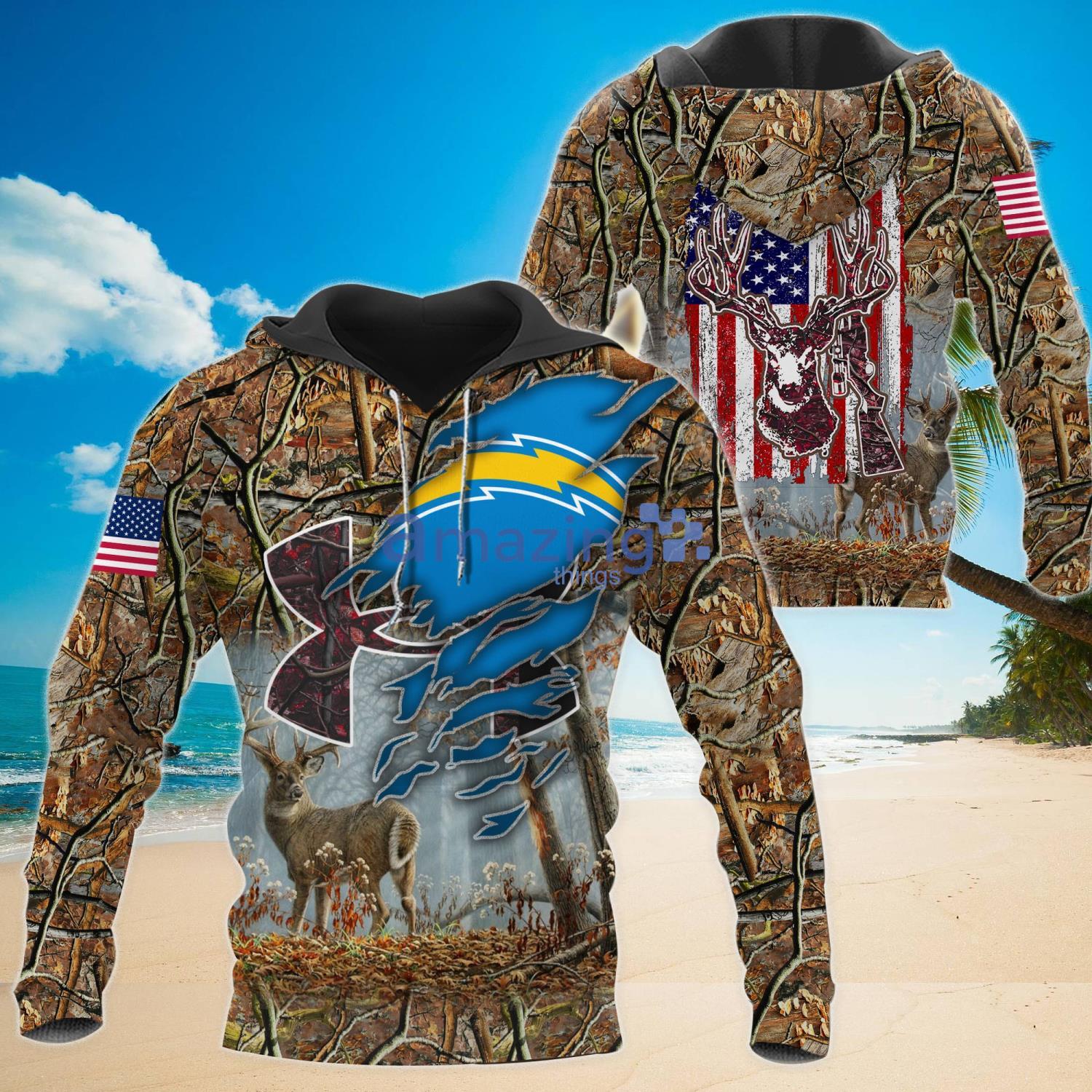 Los Angeles Chargers Football Logo 3D Camo Hoodie Nfl 3D