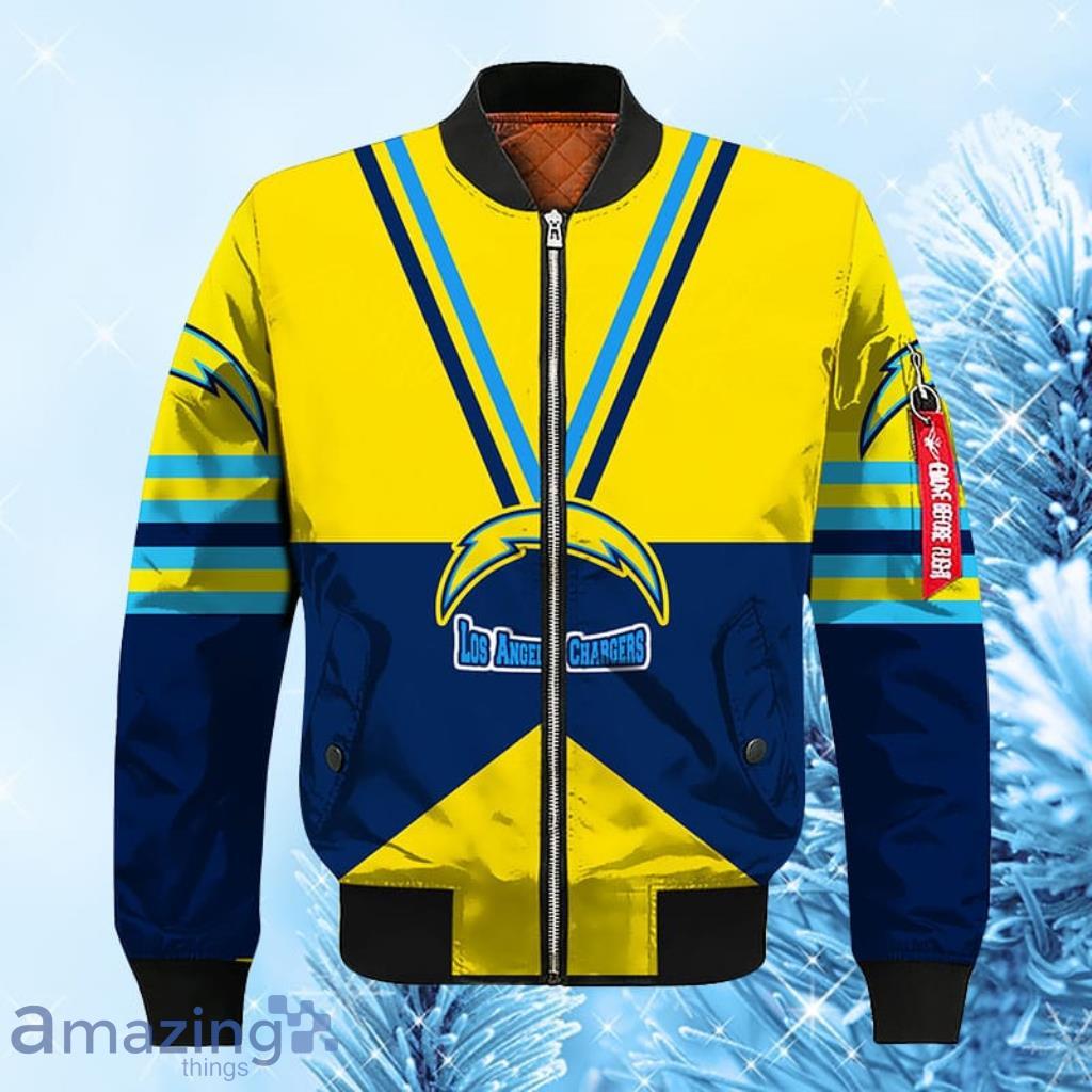 NFL Los Angeles Chargers Yellow Blue Bomber Jacket 3D For Fans - NFL Los Angeles Chargers Yellow Blue Bomber Jacket 3D For Fans