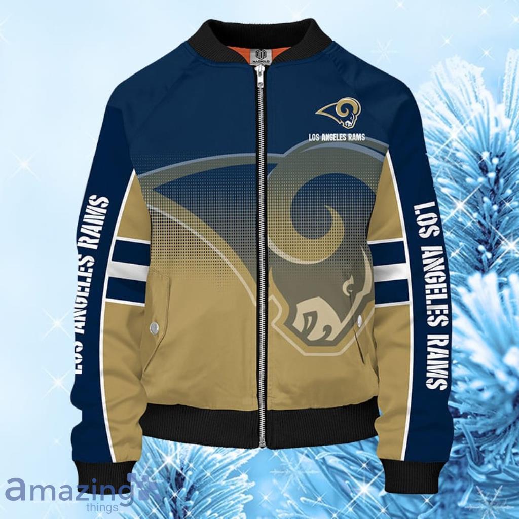 NFL Los Angeles Rams Skull Blue Silver Bomber Jacket 3D