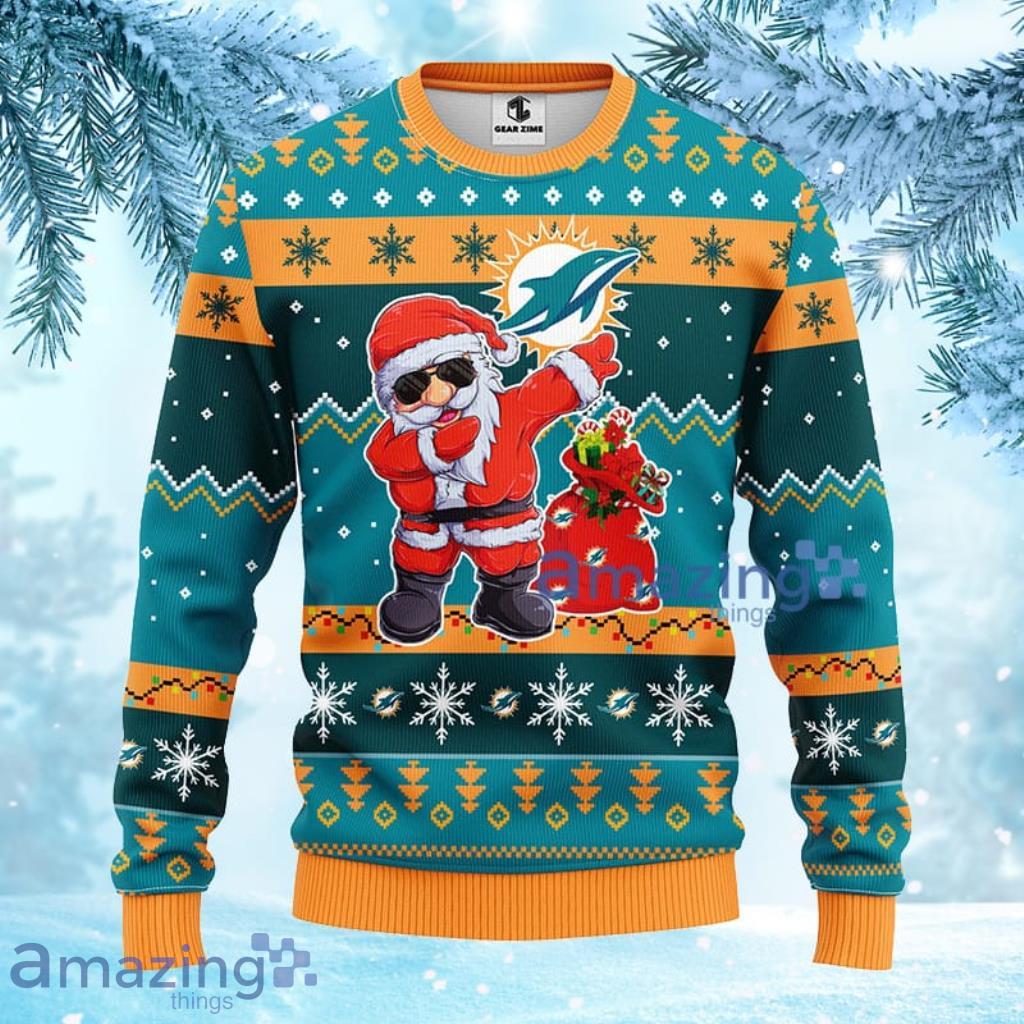 Miami Dolphins Dab Santa Ugly Christmas Sweater - Banantees