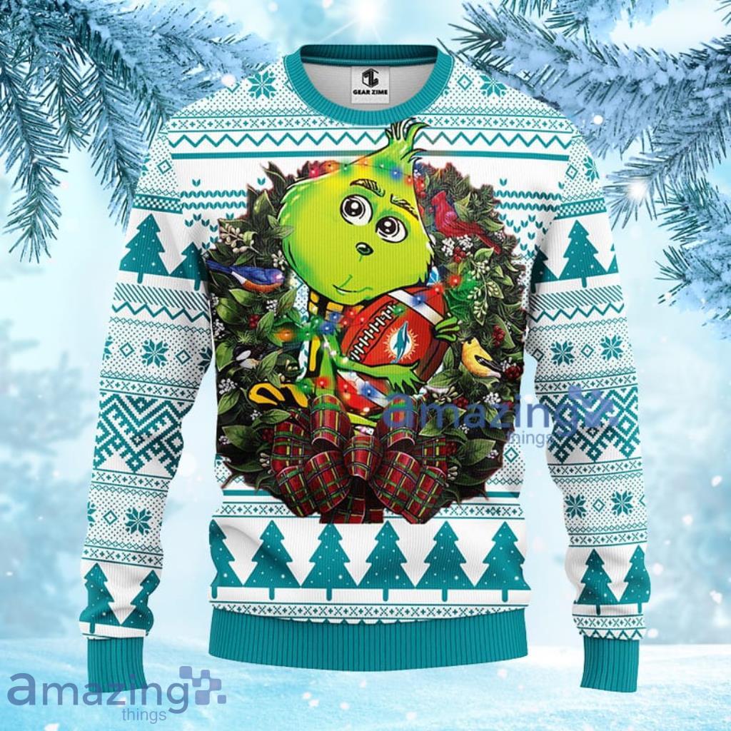 NFL Miami Dolphins Grinch Hug Christmas Ugly Sweater 3D