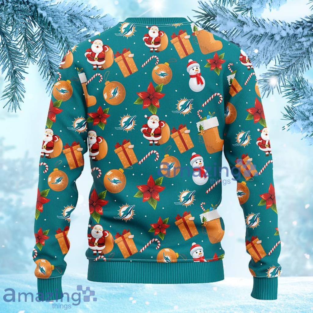 Snow Santa Pattern Logo Miami Dolphins Christmas Tree Ugly