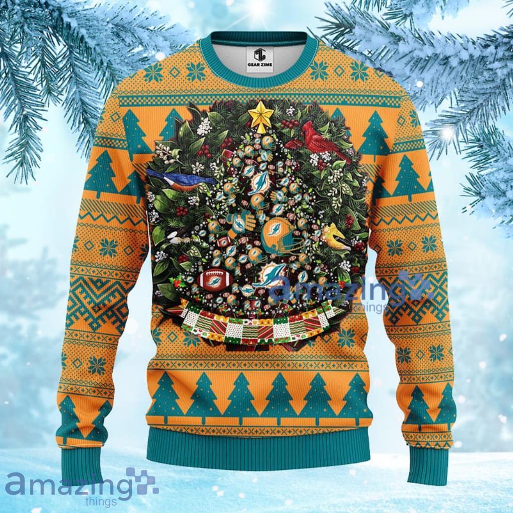 NFL Miami Dolphins Grateful Dead Ugly Christmas Fleece Sweater 3D