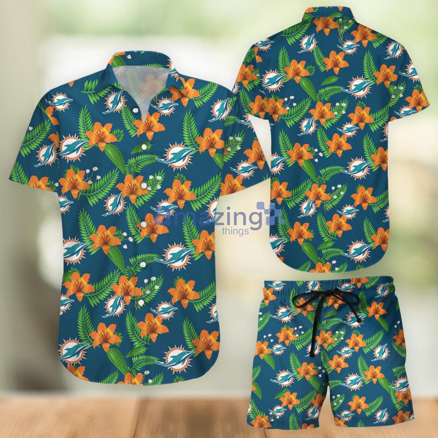 Miami Dolphins NFL Tropical Flower Hawaiian Shirt And Short - Banantees