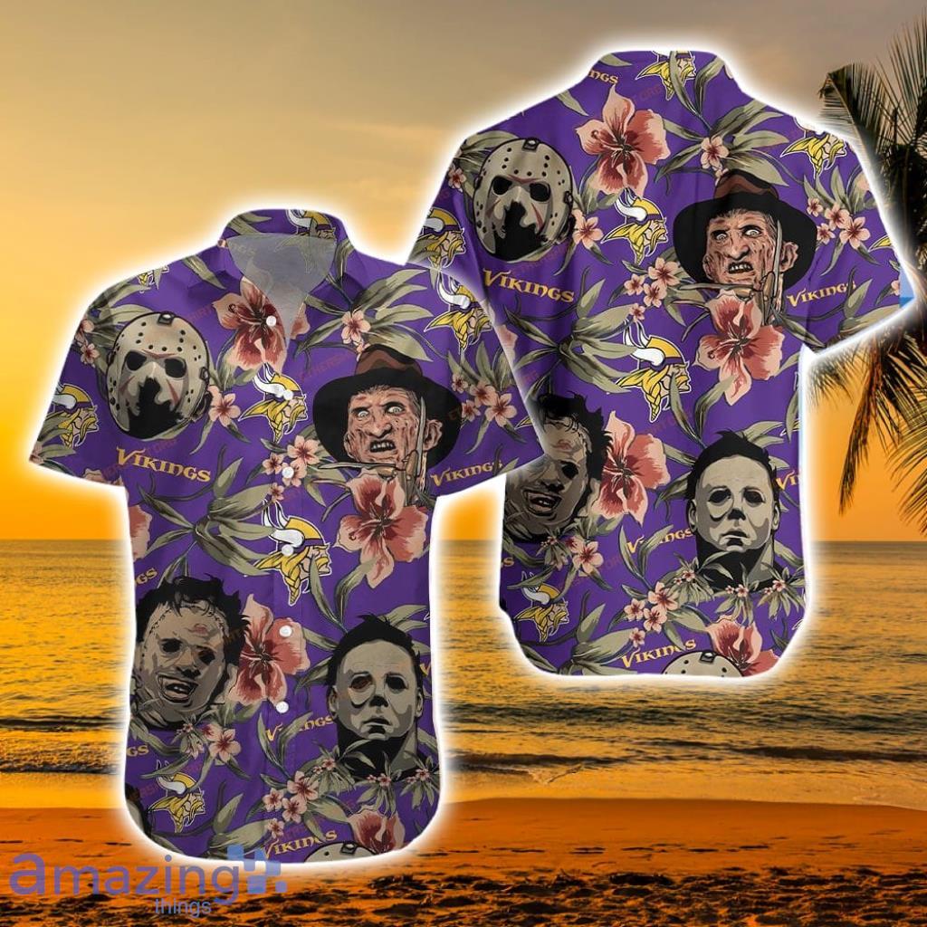 NFL Minnesota Vikings Horror Movie Character Halloween Tropical Hawaiian Shirt - 1