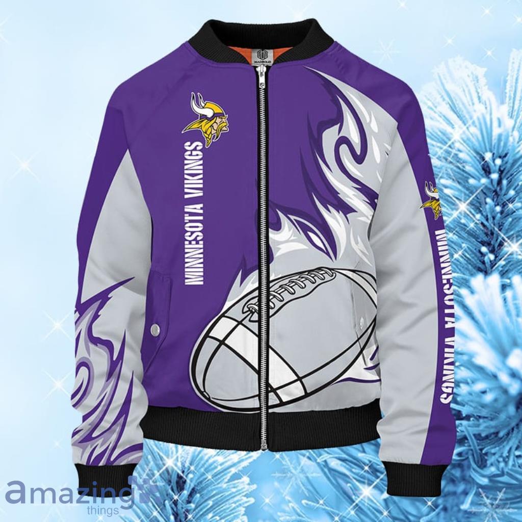 NFL Minnesota Vikings Violet Bomber Jacket 3D - NFL Minnesota Vikings Violet Bomber Jacket 3D