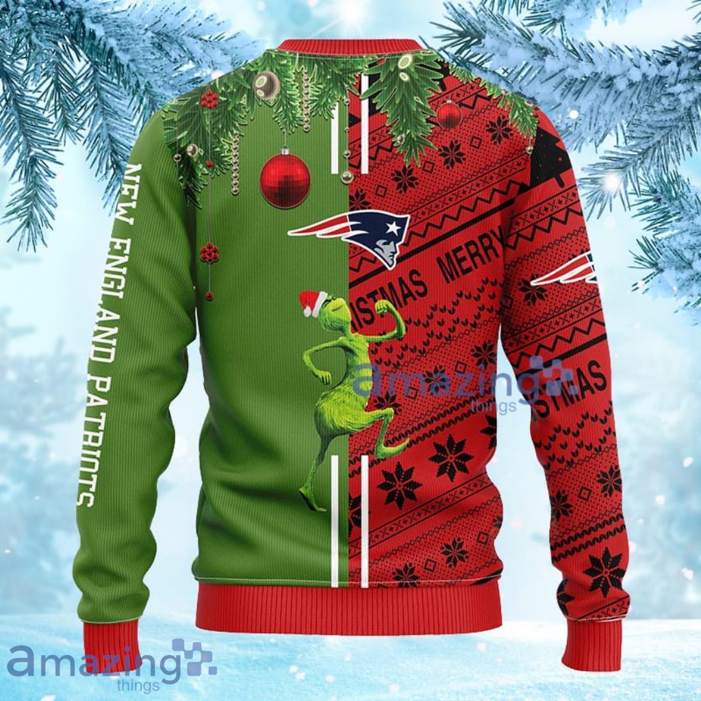 NFL New England Patriots Grinch & Scooby Doo Christmas Ugly Sweater 3D image NFL New England Patriots Grinch & Scooby-Doo Christmas Ugly Sweater 3D - 2