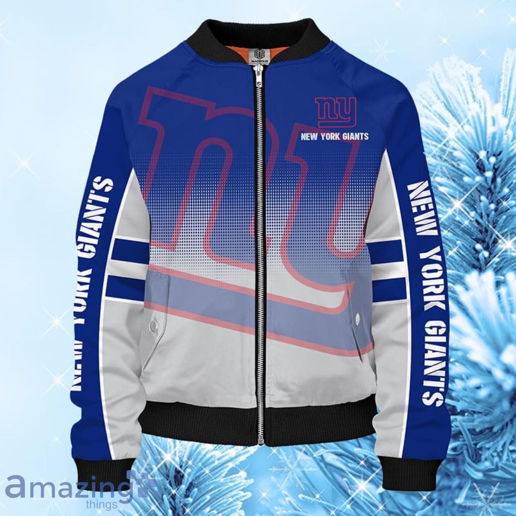 NFL New York Giants Blue Bomber Jacket 3D - NFL New York Giants Blue Bomber Jacket 3D