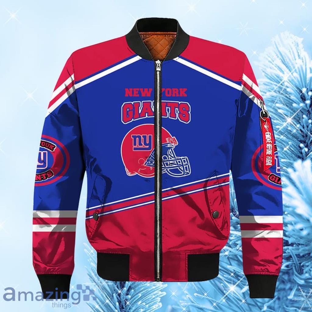 New York Giants NFL Blue Unisex Bomber Jacket 3D