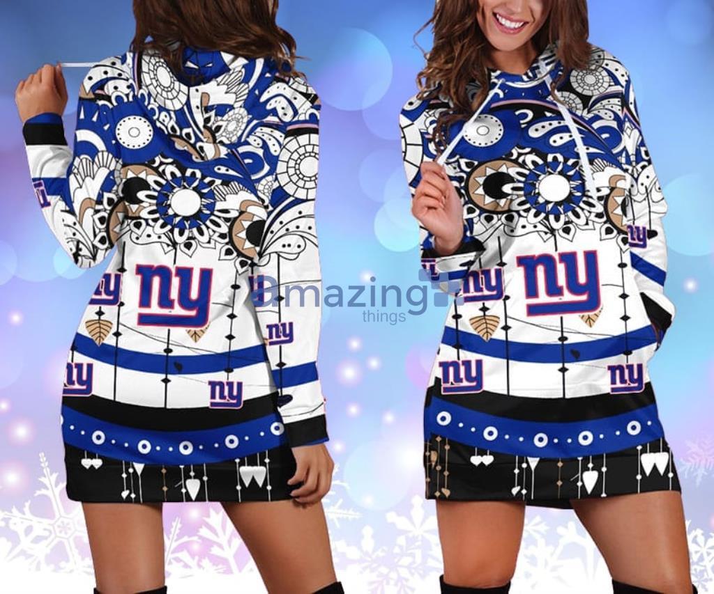 NFL New York Jets Flower Blue Hoodie Dress 3D