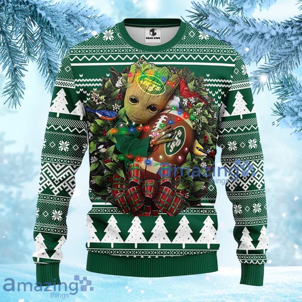 NFL New York Jets Groot Hug Christmas Ugly Sweater 3D