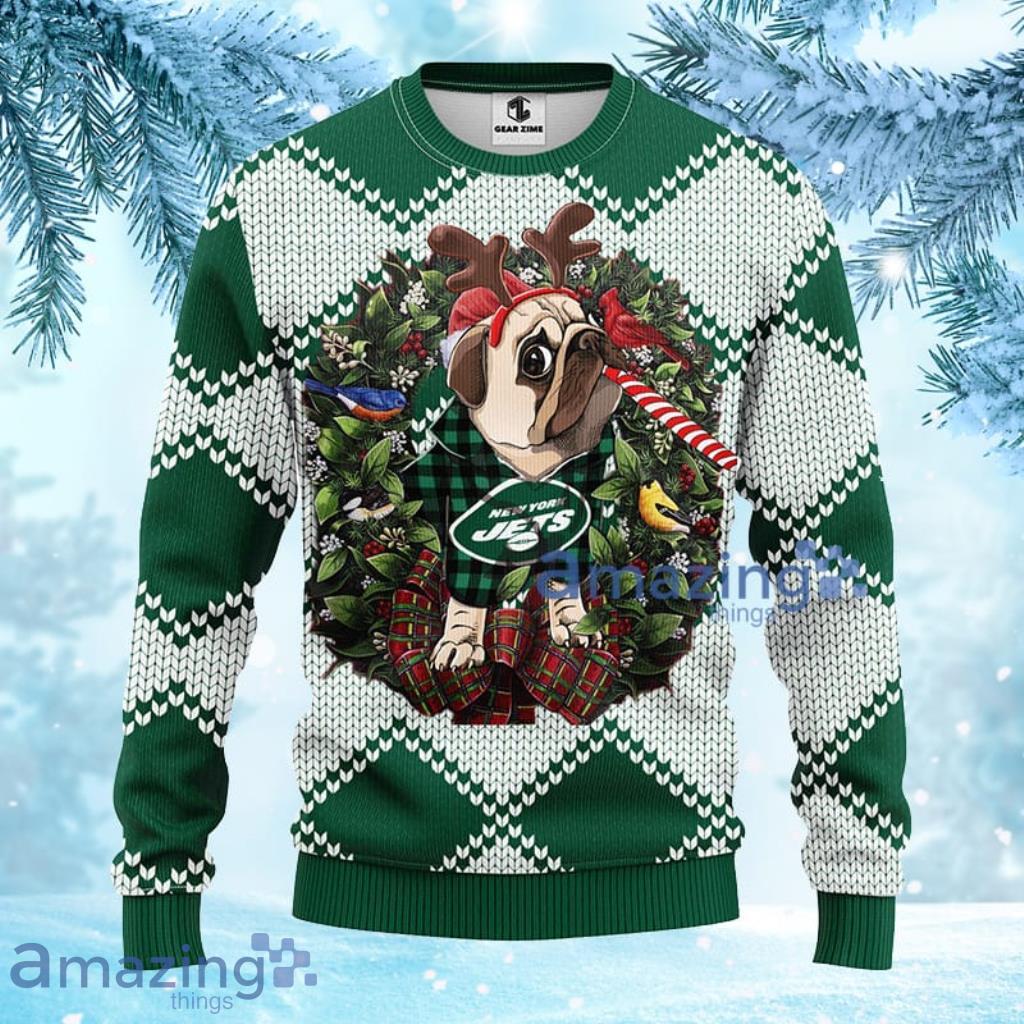 NFL New York Jets Pub Dog Christmas Ugly Sweater 3D