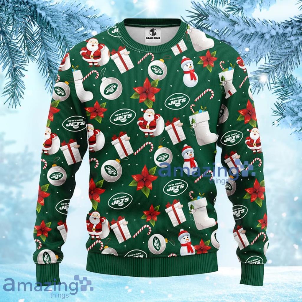 NFL New York Jets Santa Claus Snowman Christmas Ugly Sweater 3D