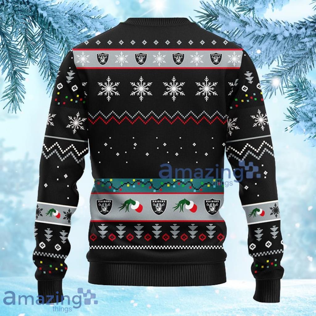 NFL Fans Oakland Raiders Grinch Logo Ugly Christmas Sweater For