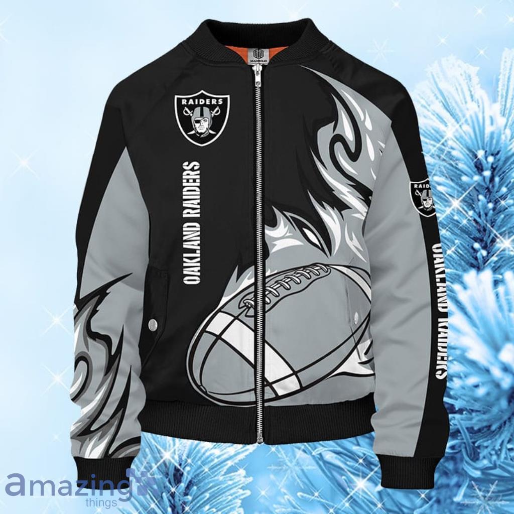 Maker of Jacket Bomber Jackets Oakland Raiders Black Grey