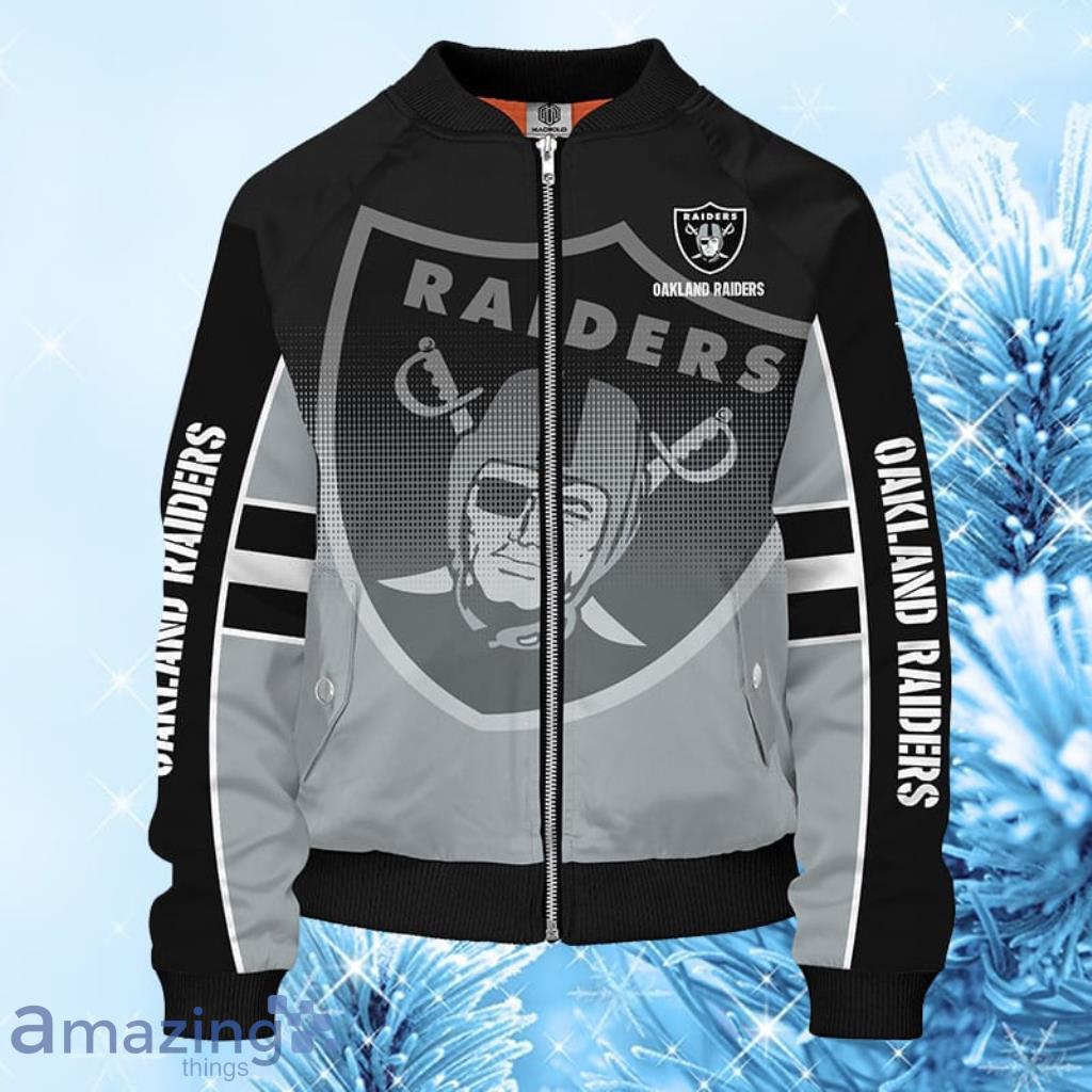 Oakland Raiders Nfl 3d Personalized Fleece Bomber Jacket