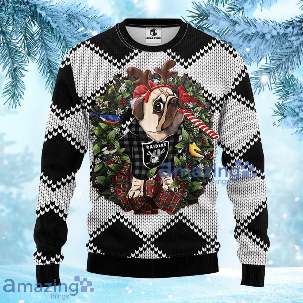 NFL Oakland Raiders Pub Dog Christmas Ugly Sweater 3D