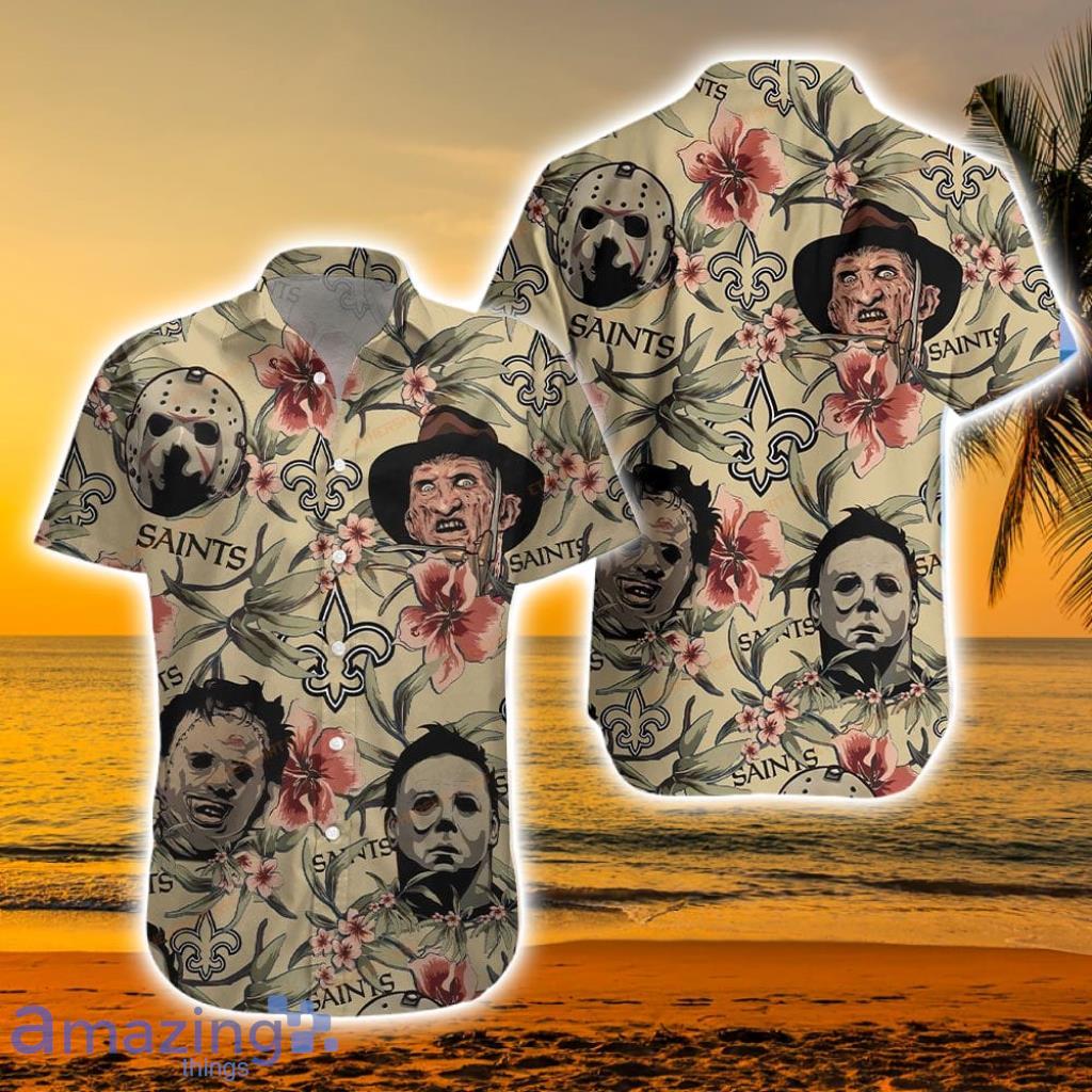 NFL Orleans Saints Horror Movie Character Halloween Tropical Hawaiian Shirt - 1
