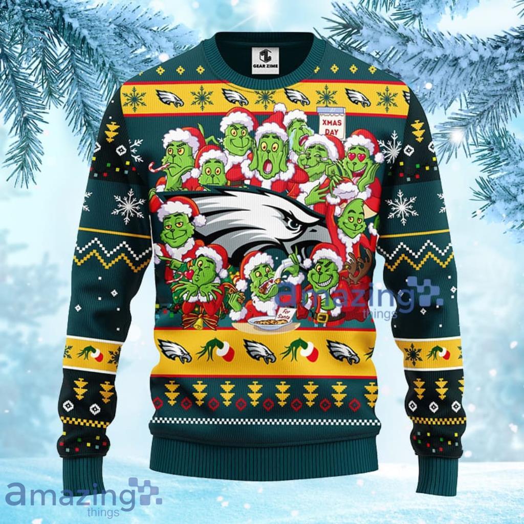 Philadelphia Eagles Grinch Knit Ugly Christmas sweater