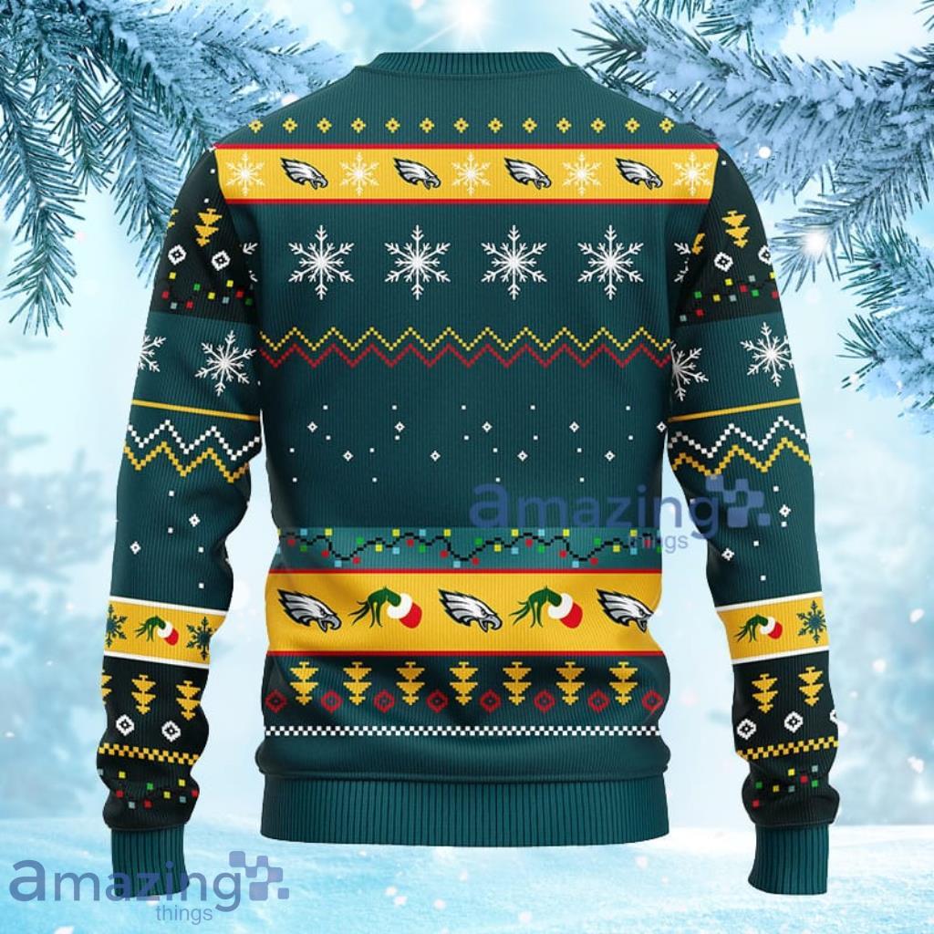 NFL Philadelphia Eagles 12 Grinch Xmas Day Christmas Ugly Sweater 3D - 1