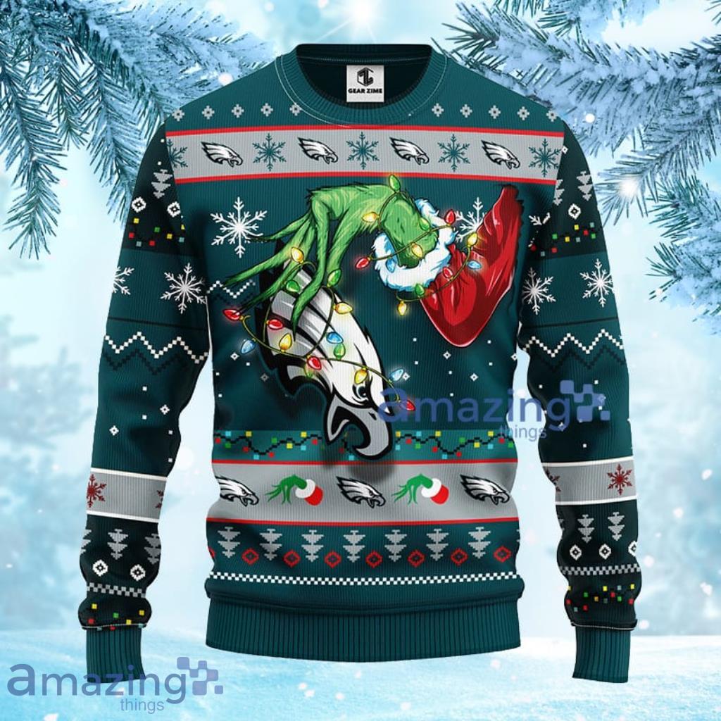 NFL Philadelphia Eagles Grinch Christmas Ugly Sweater 3D - 1