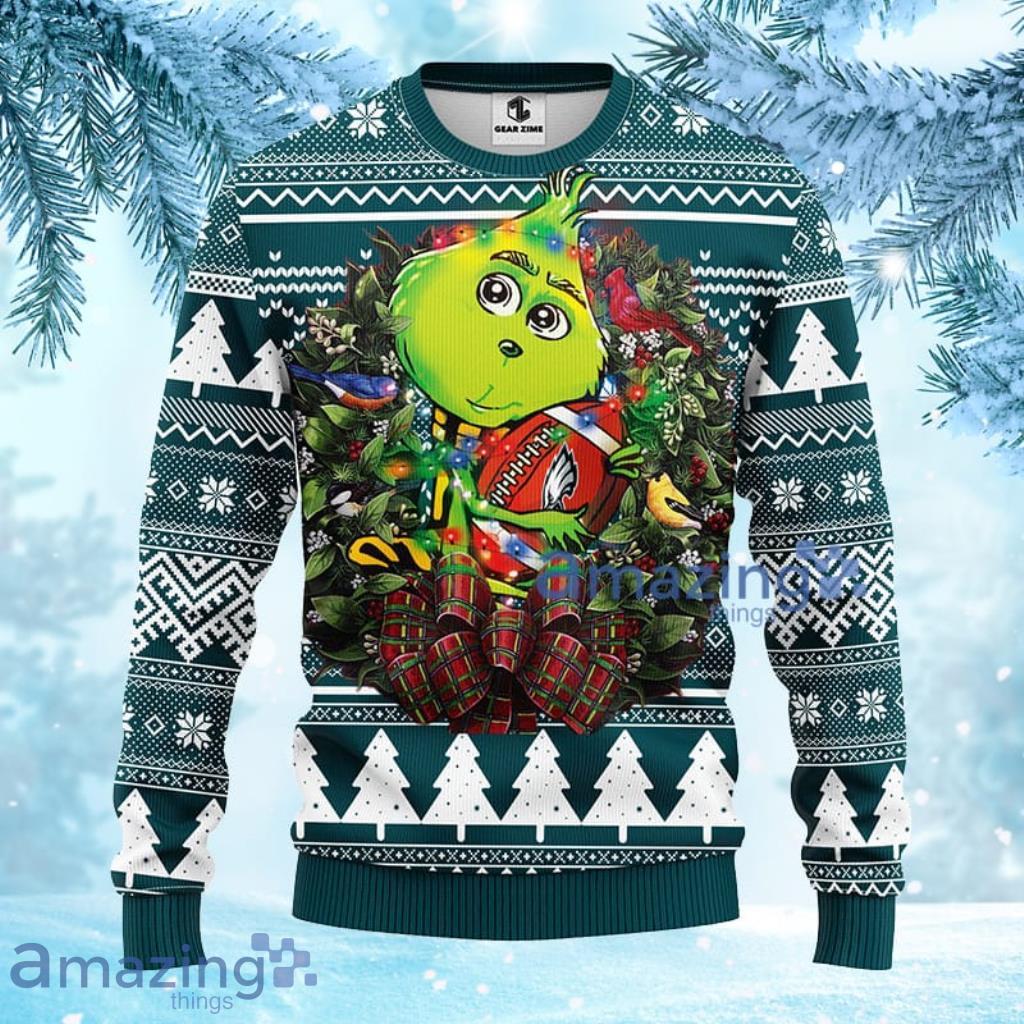 NFL Philadelphia Eagles Grinch Hug Christmas Ugly Sweater 3D - 1