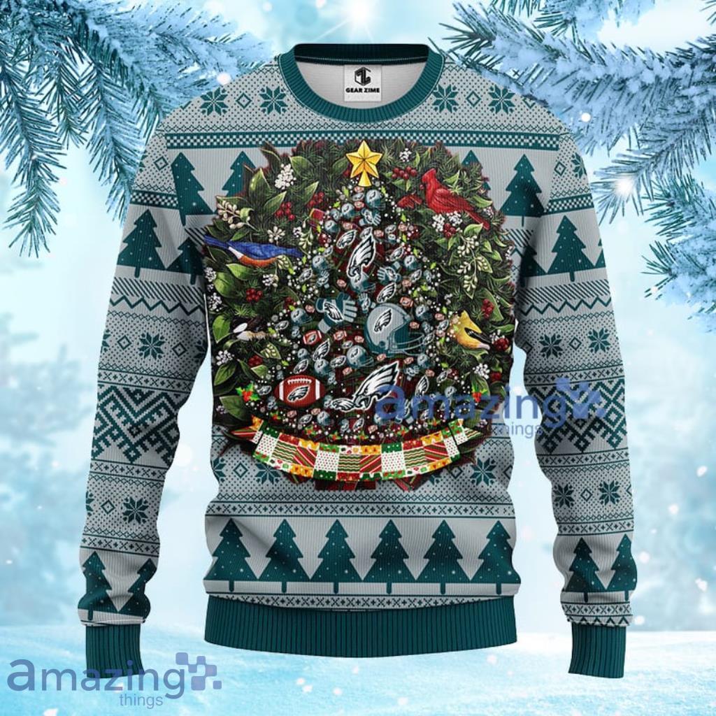 NFL Philadelphia Eagles Tree Ugly Christmas Fleece Sweater 3D