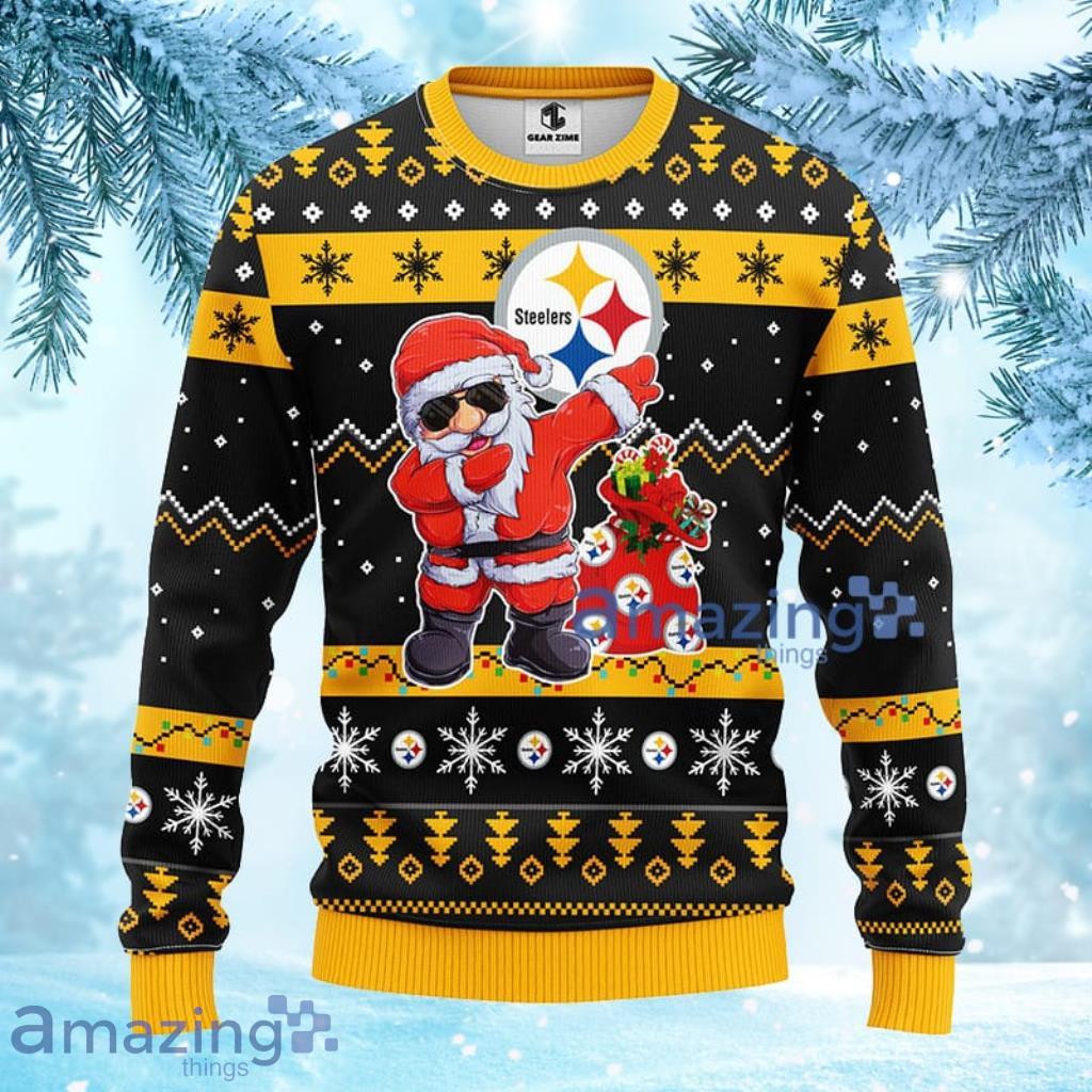 NFL Pittsburgh Steelers Dabbing Santa Claus Christmas Ugly Sweater 3D