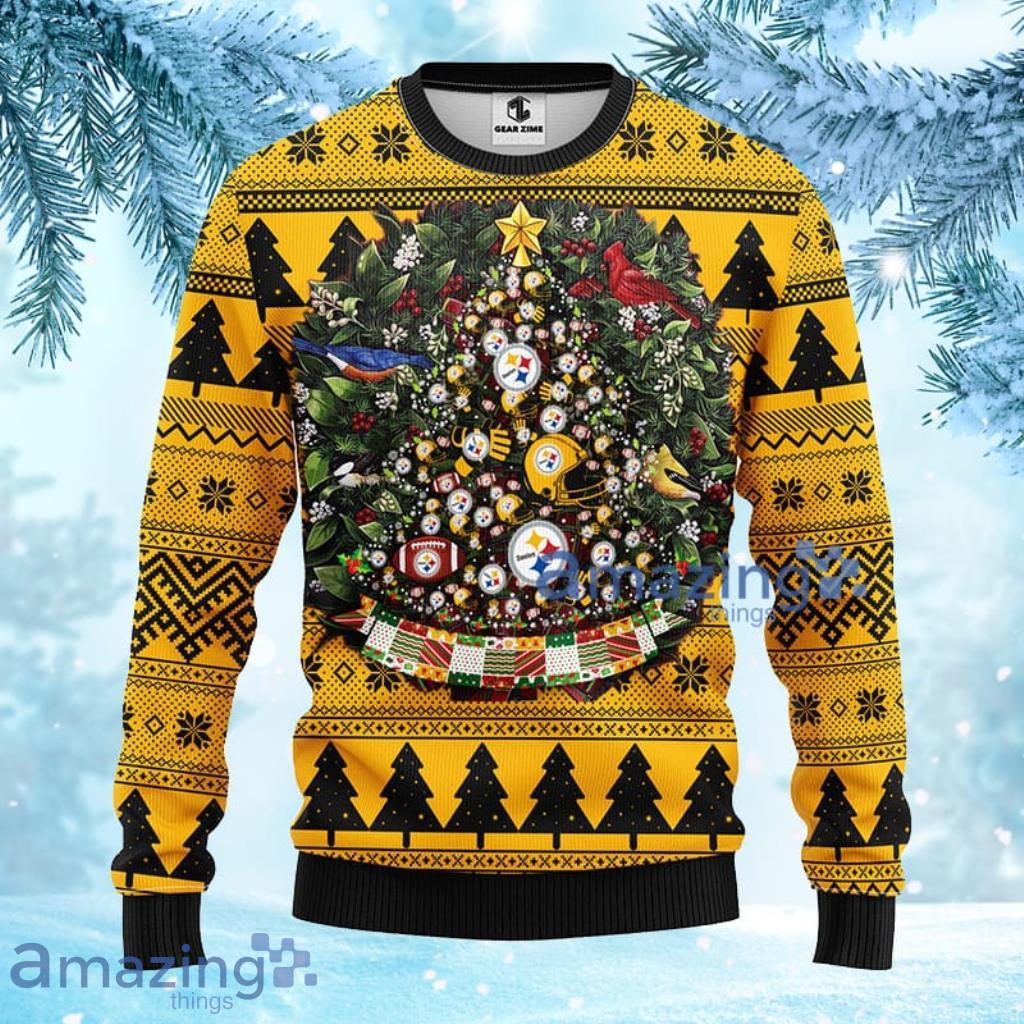 NFL Pittsburgh Steelers Tree Ball Christmas Ugly Sweater 3D