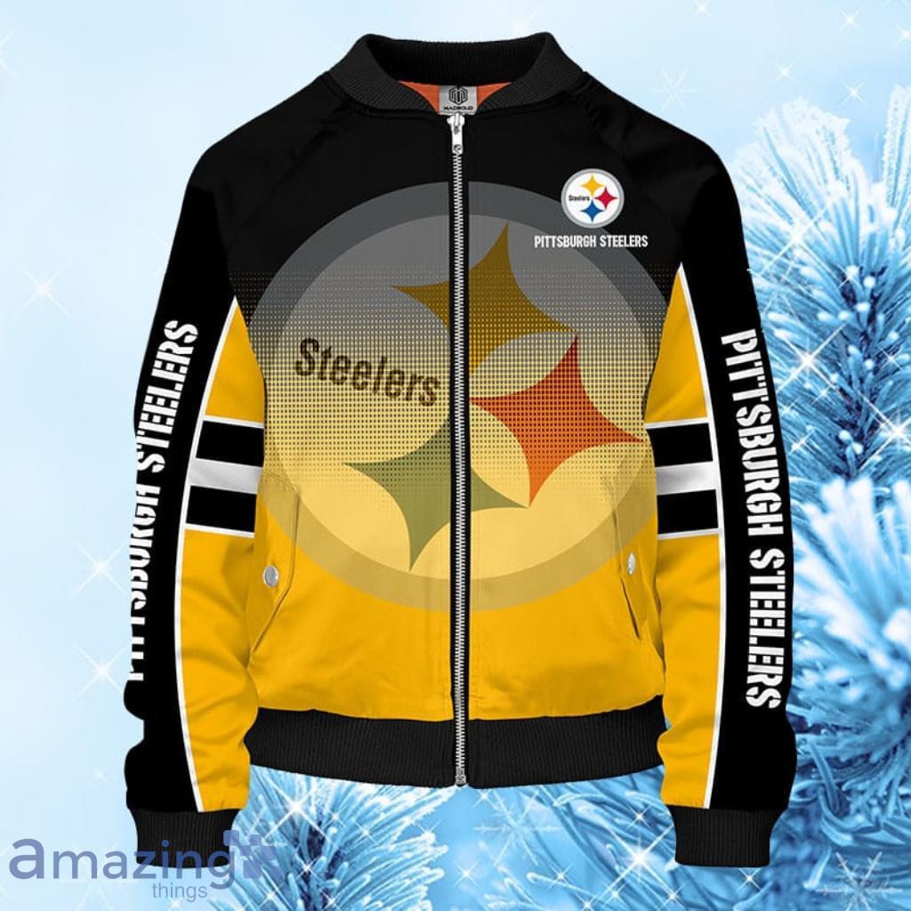 NFL Pittsburgh Steelers Yellow Bomber Jacket 3D - NFL Pittsburgh Steelers Yellow Bomber Jacket 3D