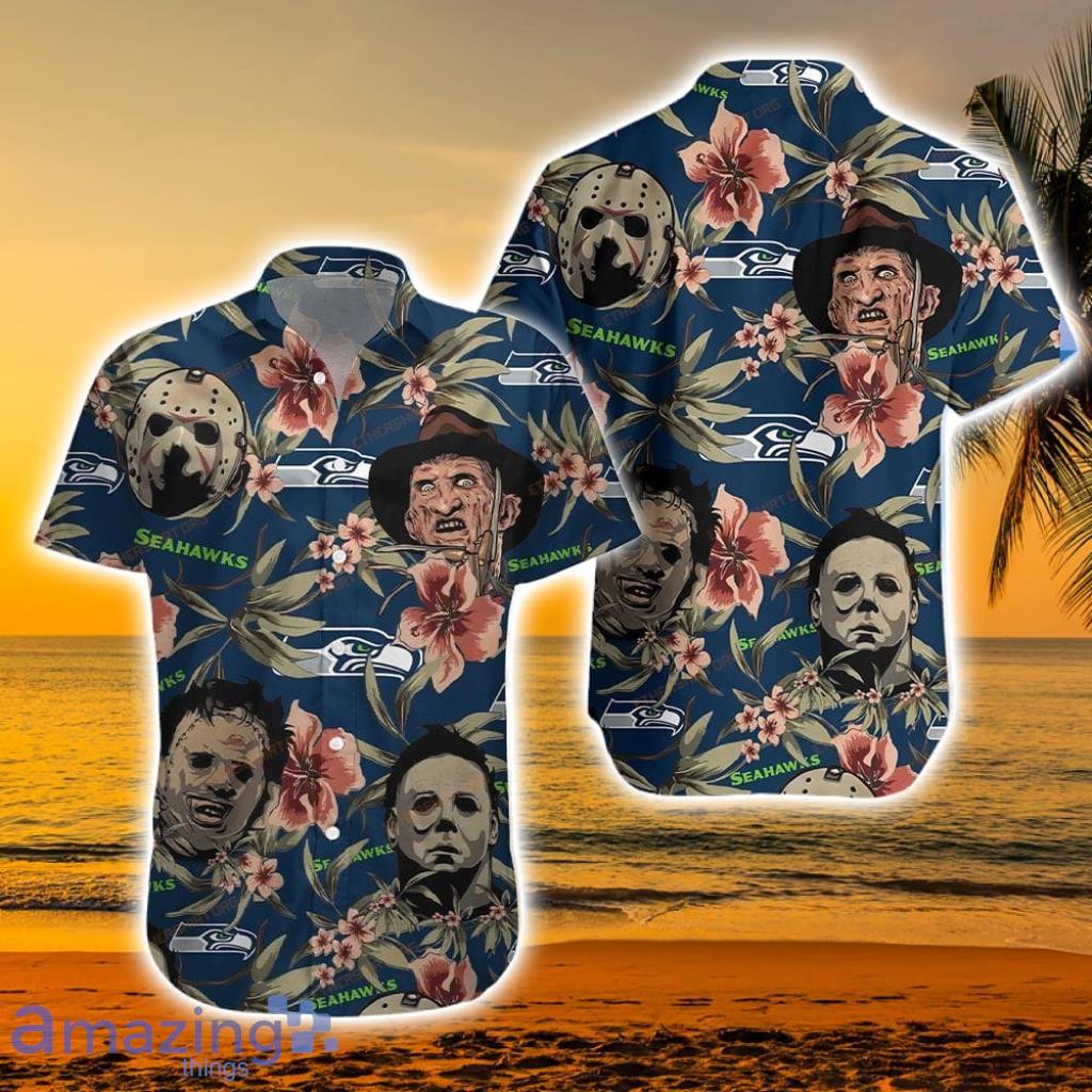 NFL Seattle Seahawks Horror Movie Character Halloween Tropical Hawaiian Shirt - 1